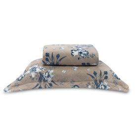 Kit Colcha Solteiro Estampada Versalhes Havan Casa 2 Peças - Floral Azul Linho