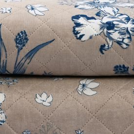 Kit Colcha Solteiro Estampada Versalhes Havan Casa 2 Peças - Floral Azul Linho