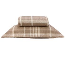 Kit Colcha Solteiro Estampada Versalhes Havan Casa 2 Peças - Xadrez Bege