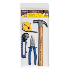 Kit De Ferramentas Tramontina Com Martelo Estilete Alicate E Trena 4 Peças - DIVERSOS