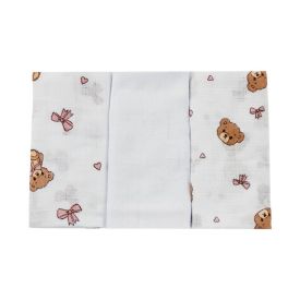 Kit Fralda Prime Havan Baby 3 Peças - Urso Rosa