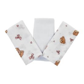 Kit Fralda Prime Havan Baby 3 Peças - Urso Rosa