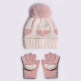 Kit Gorro e Luva Infantil Menina Yoyo Kids - OFF WHITE U
