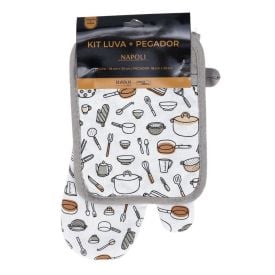 Kit Luva e Pegador de Panelas Napoli Jolitex - Cinza Utensílios