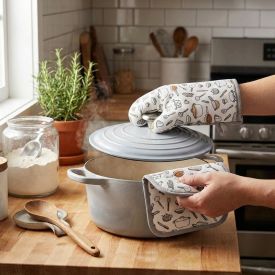 Kit Luva e Pegador de Panelas Napoli Jolitex - Cinza Utensílios