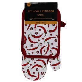 Kit Luva e Pegador de Panelas Napoli Jolitex - Pimentas
