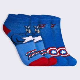 Kit Meia 2 Pares Cano Curto Capitão América Marvel