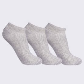 Kit Meia Juvenil 3 Pares Cano Invisível Marmelada - Cinza 34/38