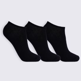 Kit Meia Juvenil 3 Pares Cano Invisível Marmelada - Preto 34/38