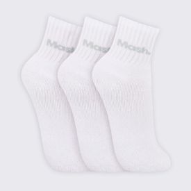 Kit Meia Feminina Cano Curto Esportiva com 3 Pares Mash - Branco 34/38