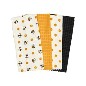 Kit Panos Multiuso Pratik 4 Peças Havan Casa - Abelhas Flores Amarelo