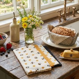 Kit Panos Multiuso Pratik 4 Peças Havan Casa - Abelhas Flores Amarelo