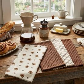 Kit Panos Multiuso Pratik 4 Peças Havan Casa - Café Grid Marrom
