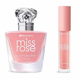 Kit Perfume Feminino Miss Rose e Lip Gloss Phytoderm