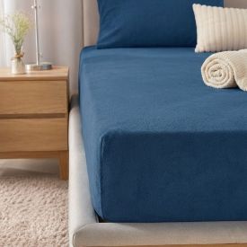 Lençol Avulso Casal com Elástico Plush Havan Casa - Azul Jeans 