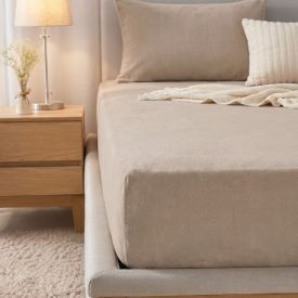 Lençol Avulso Casal com Elástico Plush Havan Casa - Bege