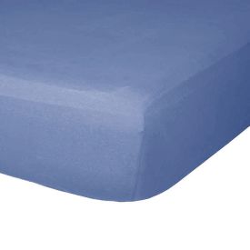 Lençol Avulso Queen Com Elástico Malha Slim Solecasa 1 Peça - Azul Anil
