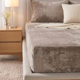 Lençol Avulso Solteiro com Elástico Plush Slip Havan Casa - Taupe
