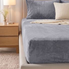 Lençol Avulso Solteiro com Elástico Plush Slip Havan Casa - Cinza Cromo