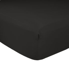 Lençol Solteiro com Elástico 100% Algodão Buona Fortuna - Preto Liso