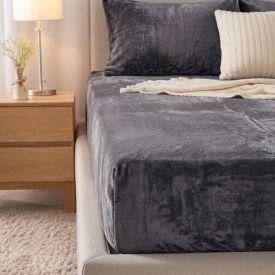 Lençol Queen com Elástico Avulso Plush Slip Havan Casa - Cinza Ardósia