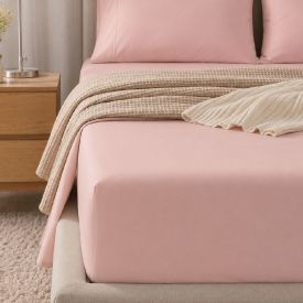 Lençol Queen Percal 100% Algodão Buona Fortuna - Rosa Liso Novo