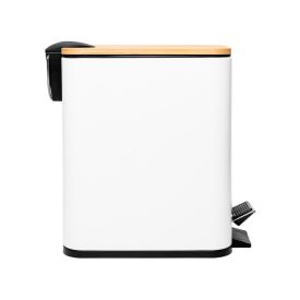 Lixeira Retangular com Pedal e Tampa de Bambu 5L Lyor - Branco