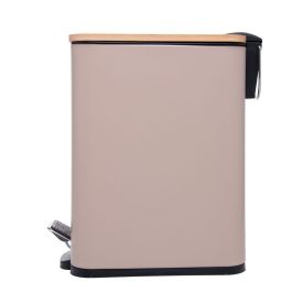 Lixeira Retangular com Pedal e Tampa de Bambu 5L Lyor - Bege