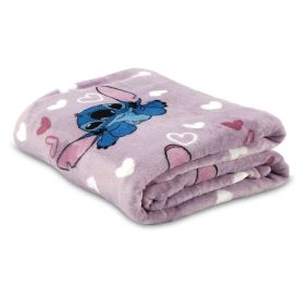 Manta Infantil Flannel 1,05M X 1,50M Disney -  Stitch e Angel Coração