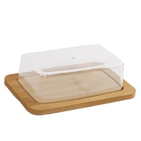 Manteigueira Bambu Com Tampa Ecokitchen Mimo Style - Bambu e Transparente