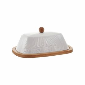 Manteigueira De Cerâmica Oasis Hauskraft 21 Cm - Branco