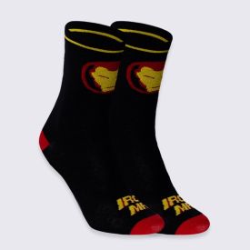 Meia Cano Longo Homem de Ferro Marvel - PRETO 39/43