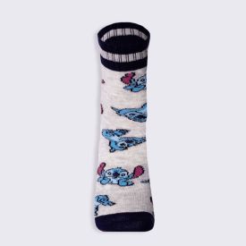 Meia Infantil Cano Longo Stitch Disney Cinza