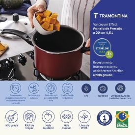Panela de Pressão Vancouver Effect Tramontina 4,5 Litros - Vermelho