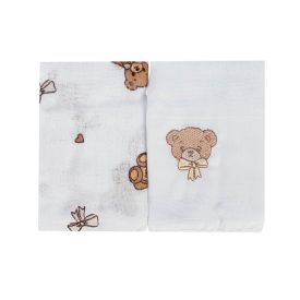 Kit Pano de Boca Bordado Havan Baby 2 Peças - Urso Bege