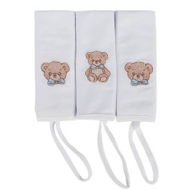 Pano de Boca com Prendedor de Chupeta 3 Peças - Urso Azul