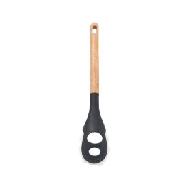 Pegador De Silicone Com Cabo De Madeira Havan Casa 34,5 Cm - Preto 