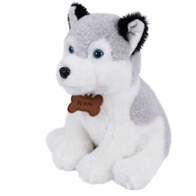 Pel&uacute;cia Cachorro Husky Sentado Cinza - Havan Toys
