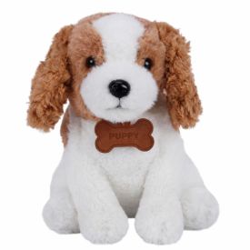 Pel&uacute;cia Cachorro Sentado Marrom e Branco - Havan Toys