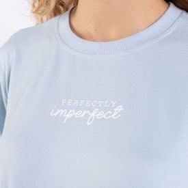 Pijama Feminino Calça e Manga Curta Camila Moretti Azul Areado
