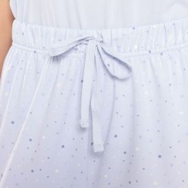 Pijama Feminino Calça e Manga Curta Poá Camila Moretti Azul Areado