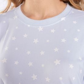 Pijama Feminino Curto Peletizado Camila Moretti Azul Ardosia Claro
