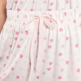 Pijama Feminino Curto Peletizado Camila Moretti Off White