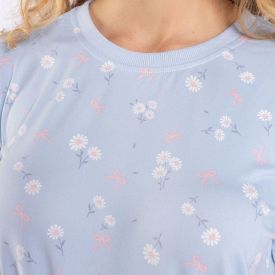 Pijama Feminino Curto Peletizado Camila Moretti Azul Areado