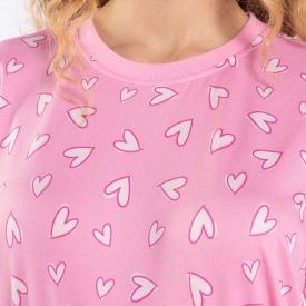 Pijama Feminino Curto Peletizado Camila Moretti Rosa Geranio