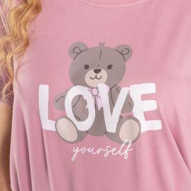 Pijama Feminino Curto Peletizado Camila Moretti Rosa Profundo