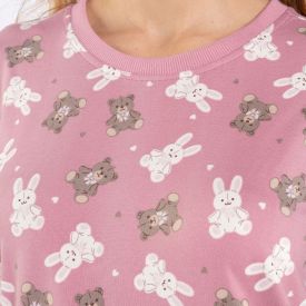 Pijama Feminino Curto Peletizado Camila Moretti Rosa Profundo