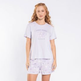 Pijama Feminino Curto Peletizado Camila Moretti Azul Camarada