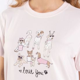 Pijama Feminino Curto Peletizado Camila Moretti Rosa Geranio