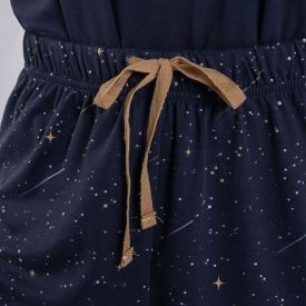 Pijama Feminino Curto Peletizado Camila Moretti Azul Meia-Noite